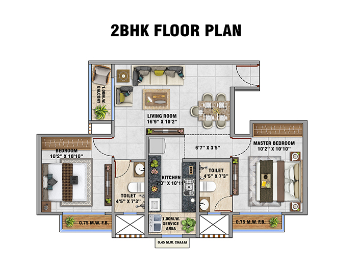 Floor Plan of 4 Bed Deck Home at Mohan Prestige Kalyan West