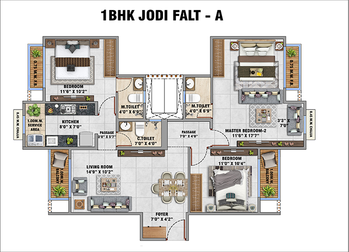 Typical Floor Layout at Mohan Prestige Kalyan West
